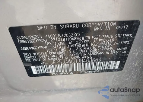 2018 Subaru Forester 2.5I Touring из США, поврежденный, VIN JF2SJAWC8JH408683